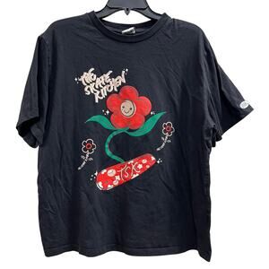No Fear x H&M The Skate Kitchen limited edition black tee floral skateboard sz M